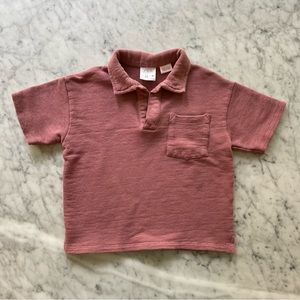 Zara Toddler Boy Textured Weave Polo Shirt in Mauve - Baby Boy Polo Shirt